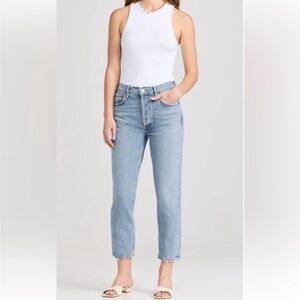 AGOLDE Riley Crop: High Rise Straight Crop Stretch Jeans 28